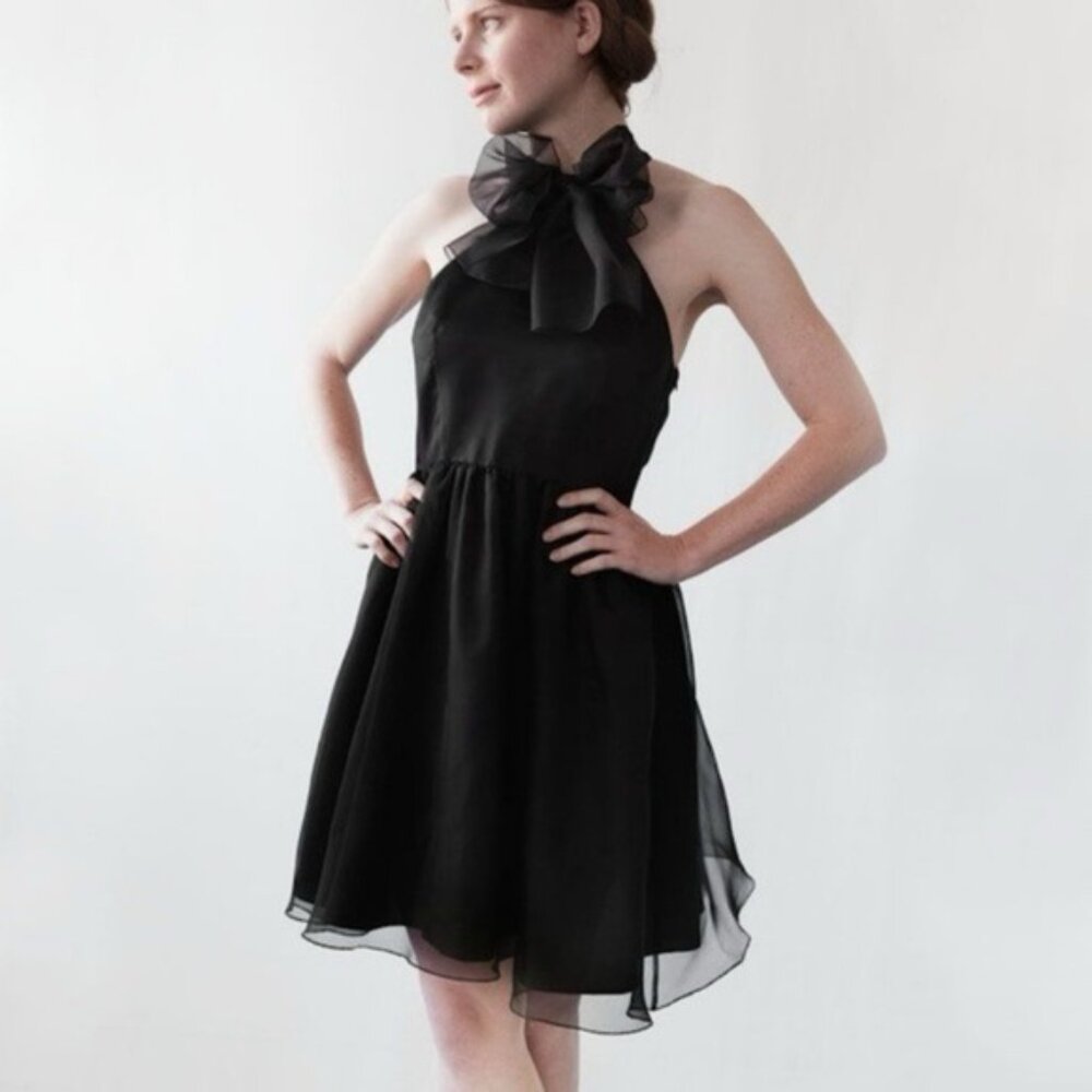Anthropologie  black organza silk dress size 4 Alexandra Grecco